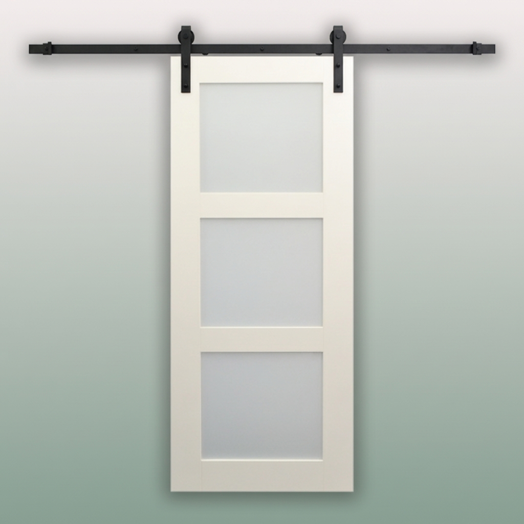 Pre-Primed 3 Lite Glass Barn Door